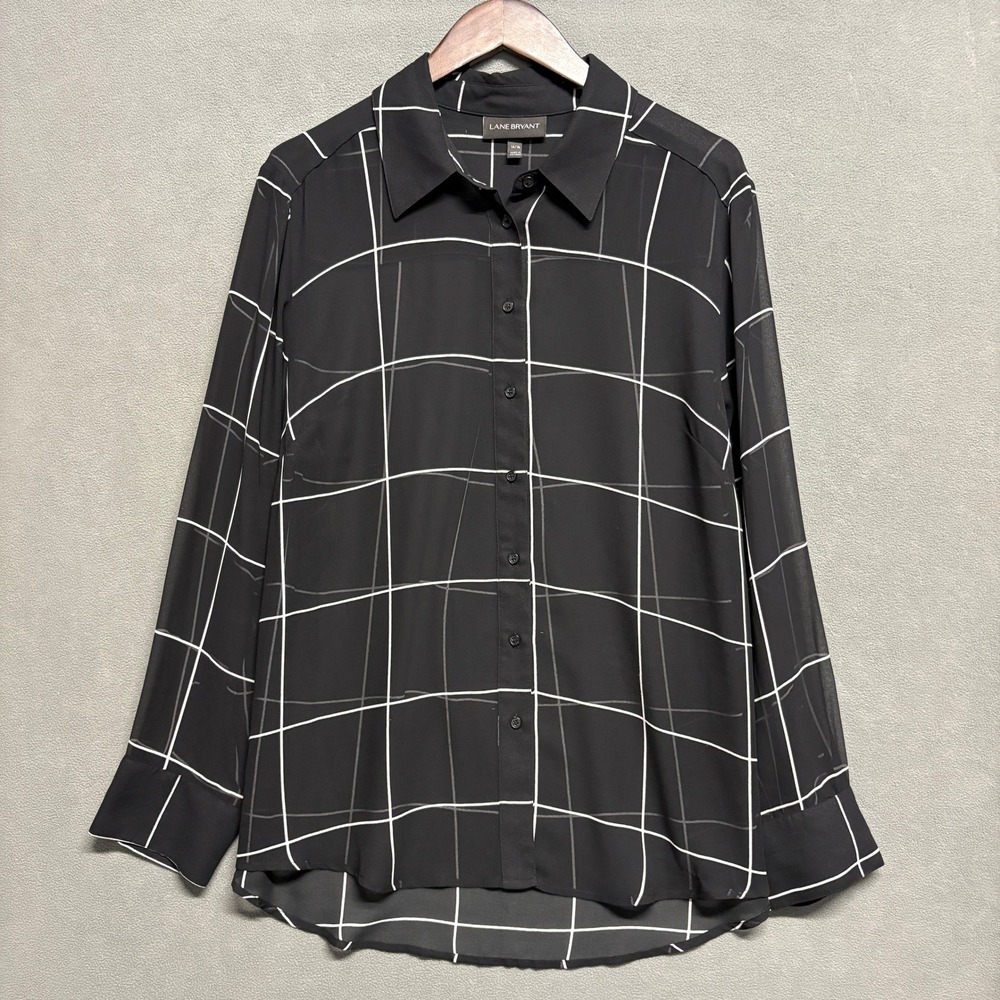 LANE BRYANT Black and White Patterned Blouse Size‎ 14/16 Perfect for work